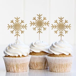 Snowflake Cupcake Toppers, A Little Snowflake is On The Way Decorations, Christmas Party Decorations, Winter Snow 1st Birthday Decor
