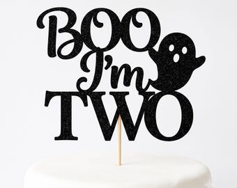Boo I'm Two Birthday Decorations, Halloween 2nd Birthday Cake Topper, October Themed Theme Second Birthday Decor Party Supplies