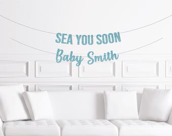 Sea You Soon Baby Shower, Ocean Theme Baby Shower Decor, Whale Beach Baby Boy Girl Decorations Sign Custom Personalized