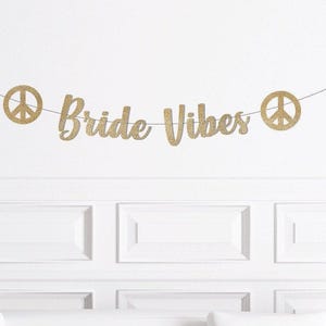 70s Bachelorette Decorations, 80s Bach Decor, Bride Vibes Banner w/ Peace Signs, Groovy Party Supplies, Hen Party Stagette Dazed & Engaged image 2