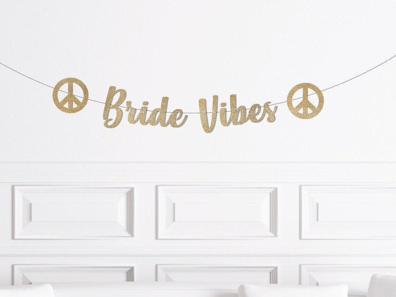 70s Bachelorette Decorations, 80s Bach Decor, Bride Vibes Banner w/ Peace Signs, Groovy Party Supplies, Hen Party Stagette Dazed & Engaged image 2