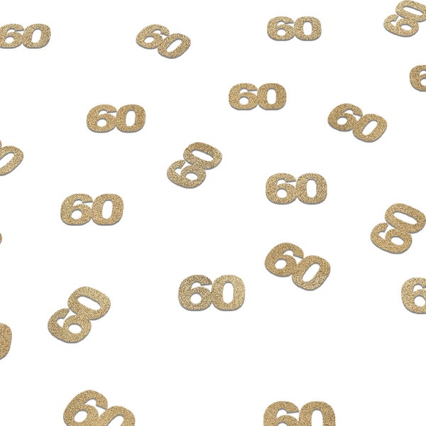 60th Birthday Decorations, Glitter Paper 60 Confetti, 60 & Sensational Decor, Party Supplies Sixty Man Woman, Gold, Rose Gold, Anniversary