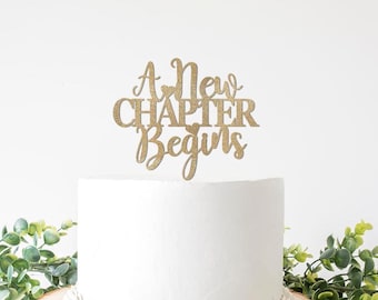 Adorno para tarta "Un nuevo capítulo comienza", decoración para baby shower nupcial con temática de libros, letreros y suministros para fiestas.