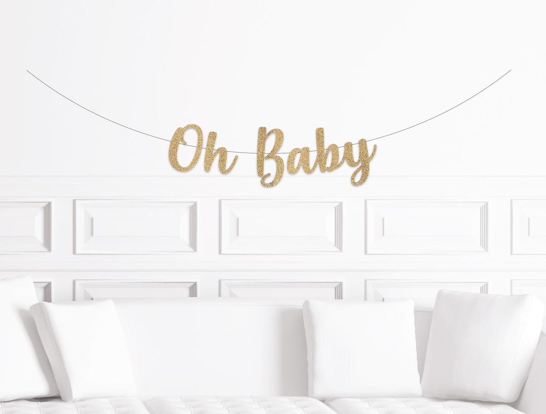 Oh Baby Neutral Gold Script Yard Sign with Stakes