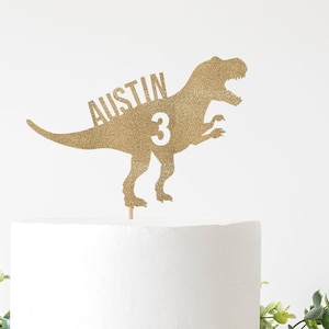 Dinosaur Birthday Decorations, Dinosaur Cake Topper, Custom Trex Cake Decoration, Personalized 1st 2nd 3rd 4th 5th Dino T-Rex Party Supplies