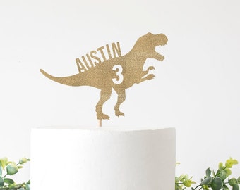 Dinosaur Birthday Decorations, Dinosaur Cake Topper, Custom Trex Cake Decoration, Personalized 1st 2nd 3rd 4th 5th Dino T-Rex Party Supplies
