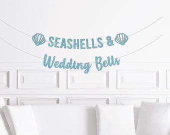 Seashells and Wedding Bells Bachelorette Theme Decorations, Coastal Bach Decor, Ocean Bridal Shower Party Supplies Ideas Invitation