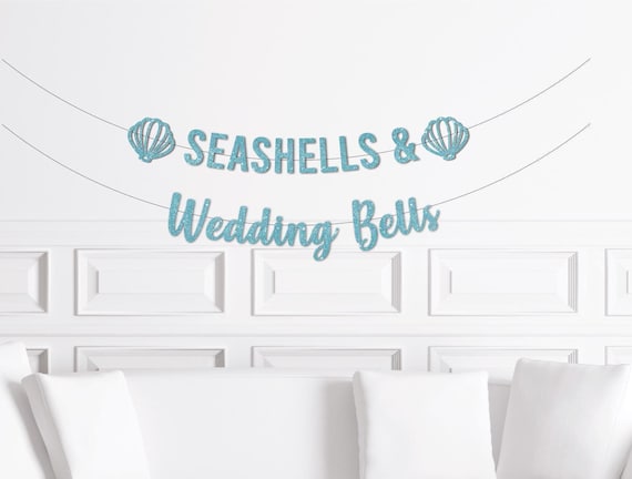 Seashells and Wedding Bells Bachelorette Theme Decorations, Coastal Bach Decor, Ocean Bridal Shower Party Supplies Ideas Invitation
