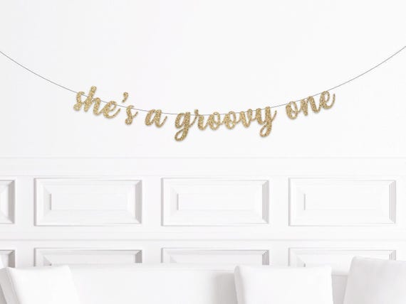 She's a Groovy One Banner, Boho Hippy 70s 1st Birthday Decorations, Groovy One Party Decor