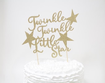 Twinkle Twinkle Little Star Baby Shower Cake Topper |  Gold Glitter Twinkle Twinkle Star Gender Reveal Decorations