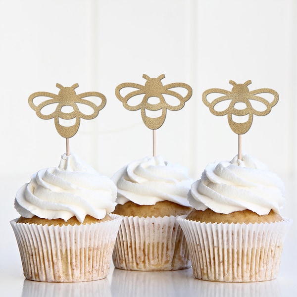 Bee Cupcake Toppers, Bumble Bee Themed Baby Shower Decorations Decor, Momma to Bee, Sweet as Can Bee