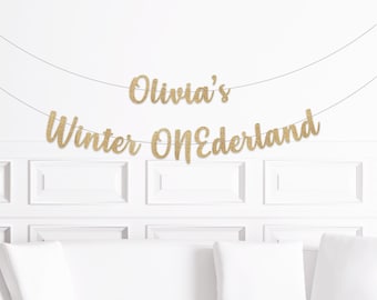 Winter Onederland Birthday Decorations, Custom Winter ONEderland Script Banner, Winter 1st Birthday Theme Themes, Girl Boy