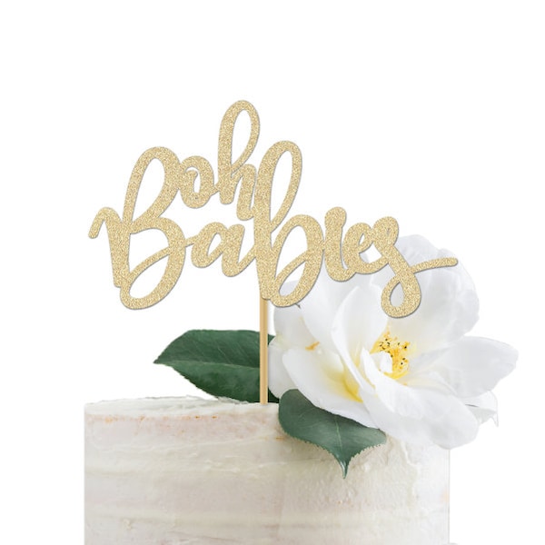 Oh Babies Cake Topper / Twin Baby Shower Party Sign / Gender Neutral Boy Girl / Gold Glitter Centerpiece Sip N See / Meet the Baby / Theme