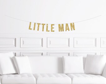 Little Man Banner / Gold Glitter Little Mister First Birthday Wall Sign / Boy's 1st Birthday Party / Theme / Moustache Decor Decorations