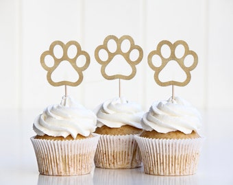 Puppy Party Decorations, Paw Cupcake Toppers, Puppy Pawty Decor, Dog Birthday Party Supplies, Signs Picks, Paw Print Doggy