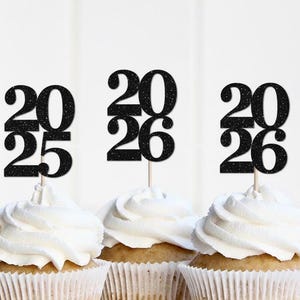 New Years Eve Decor, NYE Cupcake Toppers, New Year's Eve Decorations, Food Picks, Toothpicks, Party Supplies 2025 2024 Grad Graduation image 1