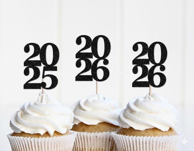 New Years Eve Decor, NYE Cupcake Toppers, New Year's Eve Decorations, Food Picks, Toothpicks, Party Supplies 2025 2024 Grad Graduation image 1