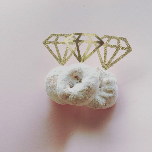 Glitter Diamond Ring Donut Toppers, Bridal Shower Decor