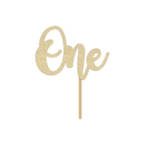 One Cake Topper Girl, 1st Birthday Cake Topper, One Smash Cake Topper, Cursive Script Font, 1st Birthday Decorations, First Birthday Decor