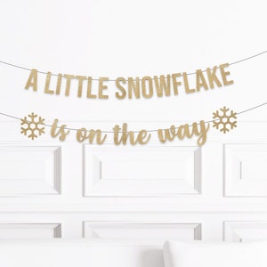 Winter Baby Shower Decorations, A Little Snowflake Is On The Way Banner, Snowflake Baby Shower Decor, Christmas Baby Shower Party Supplies