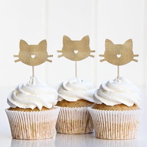 Kitty Birthday Party Decorations, Kitten Cupcake Toppers, Cat Birthday Decor, Kittycat Party Supplies, Happy Purrthday, Let's Purrty