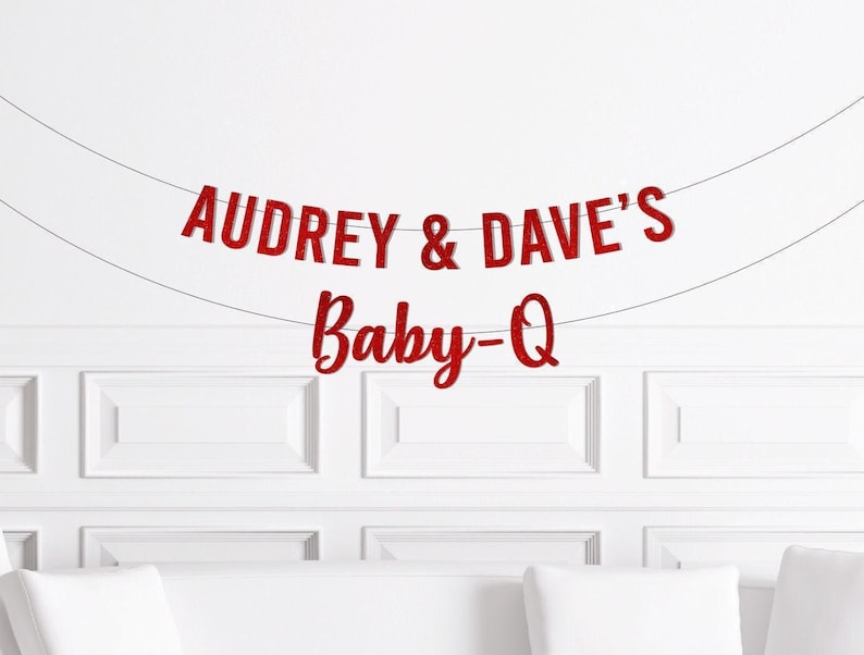 Baby Q Banner / Barbeque Baby Shower Decoration / Gender Neutral BBQ / Co Ed Baby Shower Decoration Couples Baby Shower Decor Outdoors BBQ image 1