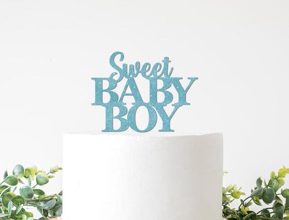 A Sweet Baby Boy Is On The Way Cake Topper, Boy Baby Shower Decorations Decor, Little Boy Theme Party Supplies Baby Sprinkle Sip n See