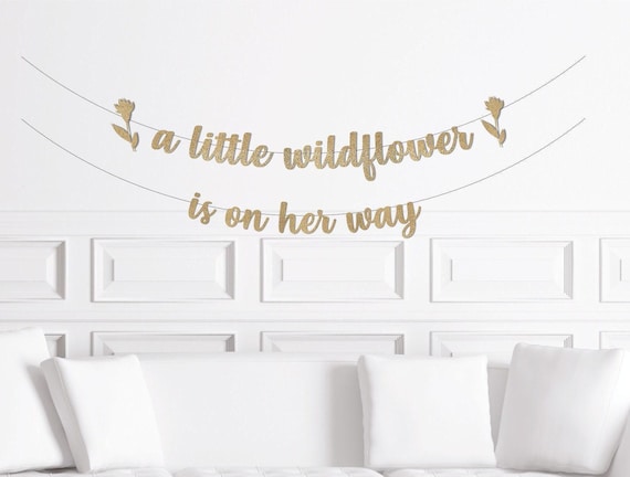 A Little Wildflower is on her Way Banner, Wildflower Theme Baby Shower Sign Decoration Decor, Flower Party Supplies