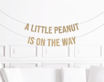 Elephant Baby Shower Decor, A Little Peanut is On The Way Banner, Elephant Baby Shower Decorations, Party Supplies, Sign Backdrop Boy Girl
