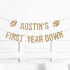 Custom First Year Down Banner, First Birthday Football Theme Decorations, , Football 1st Birthday Decor, Boy's First Birthday Party Supplies
