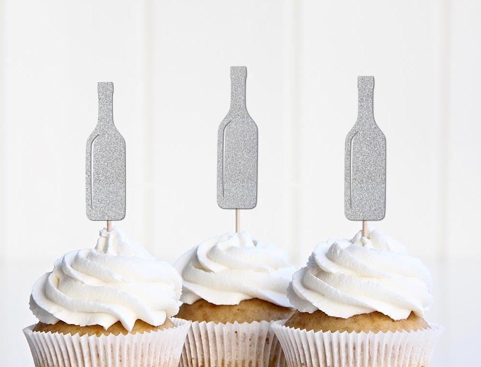 Wine Bottle Cupcake Toppers, Winebottle On Cloud Wine, Birthday Celebration Last Pinot Bachelorette, Vino Before Vows Decorations Decor