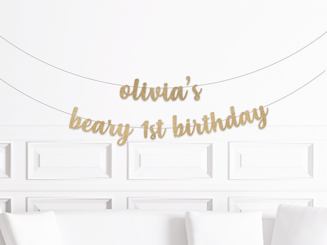 Buy Teddy Bear Birthday Decorations, Custom Beary 1st Birthday Banner ...