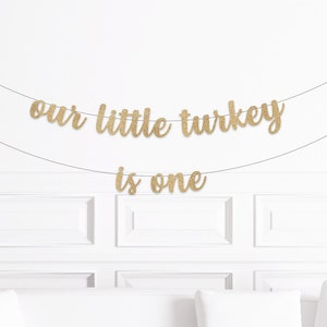 Thanksgiving 1st Birthday Decorations, Our Little Turkey is One  Banner, Fall First Birthday Decor, Thanks Giving One Sign Supplies
