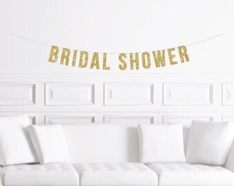 Custom Bridal Shower Banner / Personalized Gold Glitter Sign / Bride's Name Sign