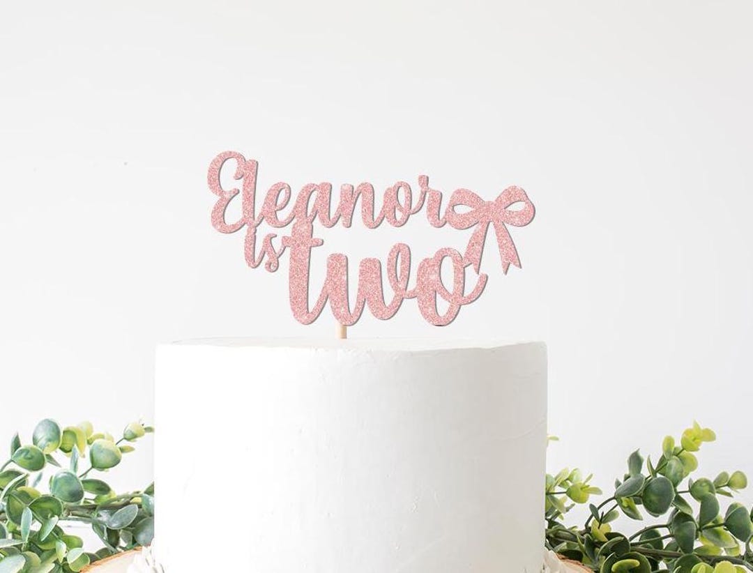 Custom Bow 2nd Birthday Cake Topper Girl, Personalized Second Birthday ...