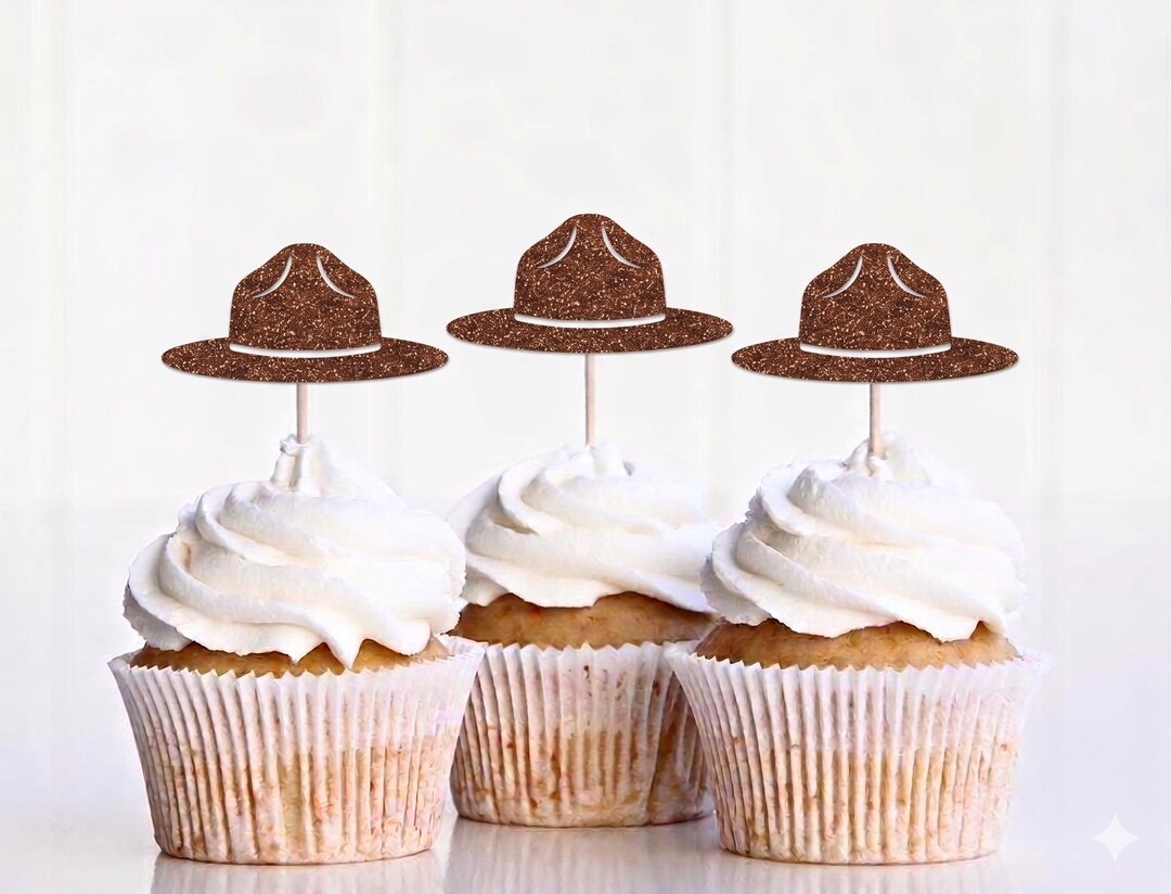 Camping Birthday Decorations, Camp Cupcake Toppers, Forest Ranger Hat ...