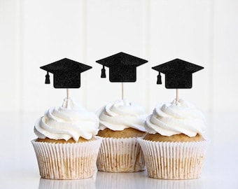 2026 Graduation Cap Cupcake Toppers, Grad Cap 2023 Cup Cake Decorations Decor Party Supplies