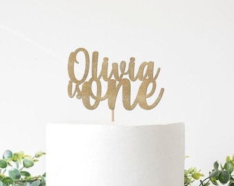 Custom 1st Birthday Cake Topper Girl, Personalize First Cake Smash Decoration, Name is One Cake Topper, 1st Birthday Decor