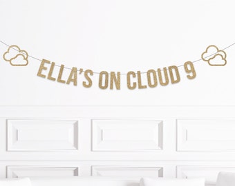 Custom on Cloud 9 Birthday Banner, On Cloud Nine Bridal Shower Decor, Cloud Themed Baby Shower Decorations, Cloud Party Supplies, Sign