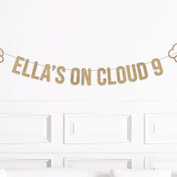 Belrew 'On Cloud 9' Banner – Gold-Glitzer Banner Für 9. Geburtstag
