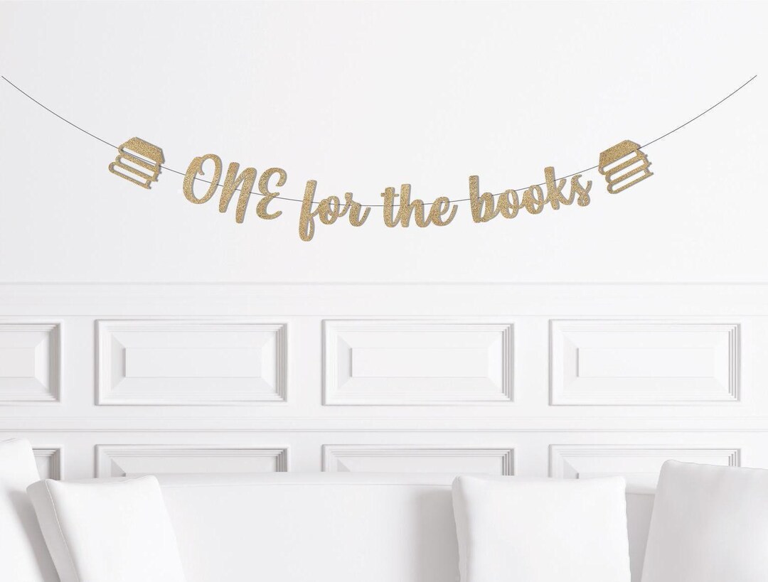 Sursurprise 'One For The Books' First Birthday Decorations – Storybook Theme Banner Sign For Baby's 1st Birthday Party Supplies