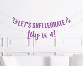 Let's Shellebrate Birthday Banner, Mermaid Theme Birthday Decorations, Under The Sea  Decor, Beach Ocean Party Supplies 1st 2nd 3rd 4th 5th