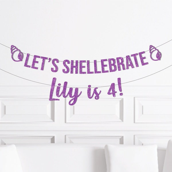Let&#39;s Shellebrate Birthday Banner, Mermaid Theme Birthday Decorations, Under The Sea  Decor, Beach Ocean Party Supplies 1st 2nd 3rd 4th 5th