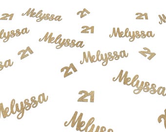 Custom Birthday Confetti, Name and Age Table Decorations, Milestone Bday Cutouts, 21st, 25th, 30th, 40th, 50th, 60th, 70th, 80th, 90th