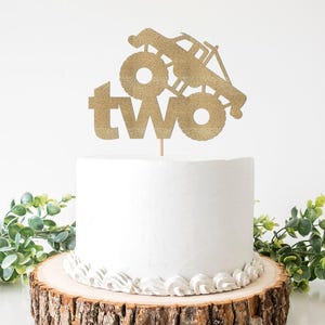 Monster Truck 2nd Birthday Decorations, Monster Truck Two Cake Topper, Number 2 Boy Decor, Theme Themed Party Supplies