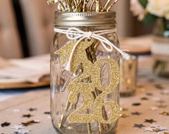 Grad 2026 Mason Jar Tag, Graduation Centerpiece Sign Decoration Decor