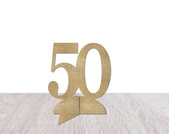 50th Birthday Decorations, 50 Table Decor, Fifty Centerpiece, Tabletop Decoration, Table Sign, Fiftieth Anniversary Party Supplies