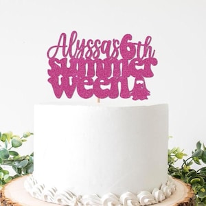 Summerween Birthday Decorations, Custom Personalized Summer Ween Cake Topper, July August Halloween Decor, Summer Party