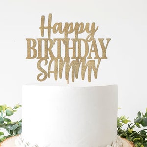 Birthday Party Decorations, Happy Birthday Script Table Centerpiece, Glitter Paper Free Standing, Table Decor, Sign, 25th, 30th, 40th, 50th image 4