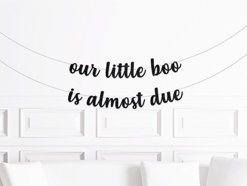 Halloween Baby Shower Decorations, Our Little Boo is Almost Due, October Baby Shower Decor, Fall Baby Shower Banner, Autumn Baby Shower Bild 1